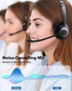 USB Headset with Mic for PC, On-Ear Computer Laptop Headphones with Noise Cancelling Microphone in-line Control for Home Office Online Class Skype Zoom (USB+3.5mm, Black) - Image 3