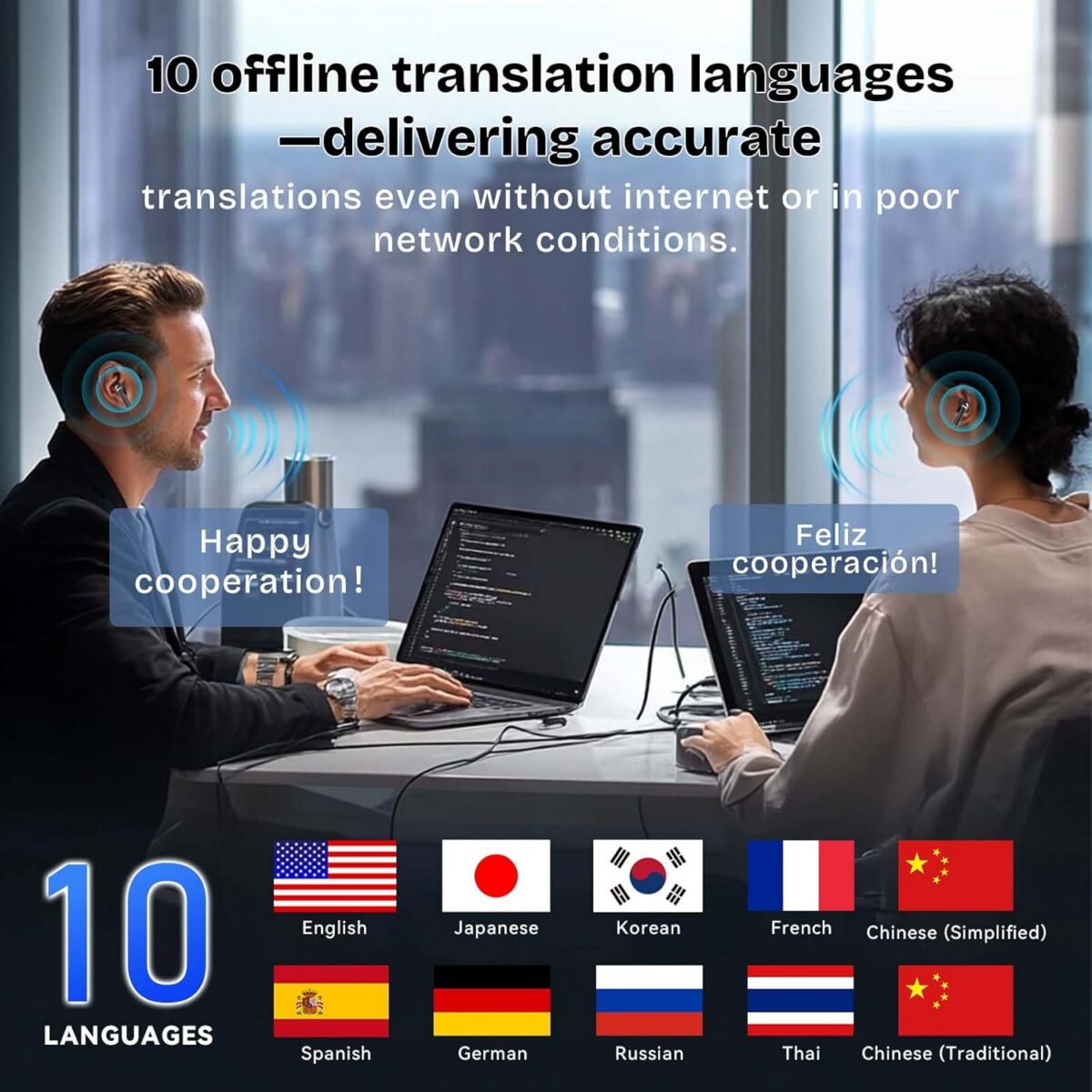 AI Translation Earbuds Real Time for 150 Languages,Translation Headphones with Bluetooth 5.4, Audifonos Traductores Ingls Espaol, 6 Translation Modes,Long Battery fit for Travel Business Learning - Image 8