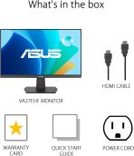 ASUS 27 Inch Monitor - 1080P, IPS, Full HD, Frameless, 100Hz, 1ms, Adaptive-Sync, for Working and Gaming, Low Blue Light, Flicker Free, HDMI, VESA Mountable, Tilt - VA27EHF,Black - Image 7