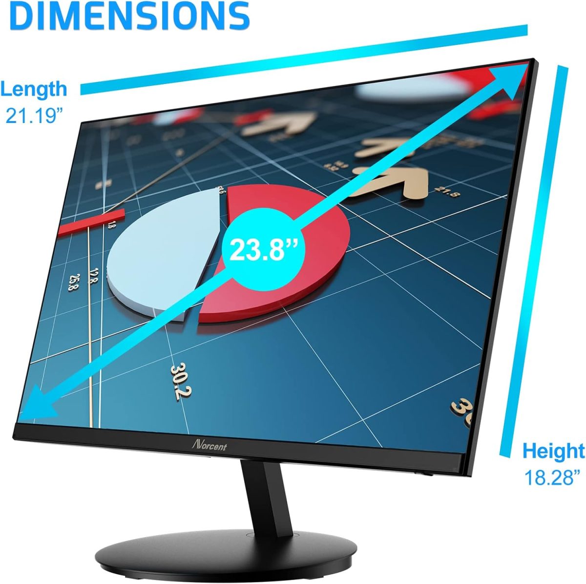 24 Inch Computer Frameless Monitor, 75Hz Full HD 1920 x 1080P IPS LED Display, HDMI VGA Port, 178 Degree Viewing Angle Blue Light Filter Function, 100x100mm VESA Mountable, MN24-H - Image 4
