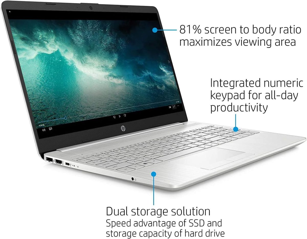 2021 HP 15.6'-inch HD Laptop PC AMD Dual-Core Ryzen 3 3250U 4GB DDR4 128GB SSD + 1TB HDD AMD Radeon Graphics Computer USB-C HDMI WiFi AC RJ45 Bluetooth Webcam Notebook, Silver (Renewed) - Image 5