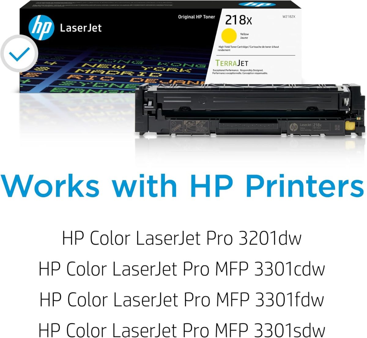 HP 218X Yellow High-Yield Toner Cartridge | Works with Color Laserjet Pro 3201, MFP 3301 Series | W2182X - Image 2