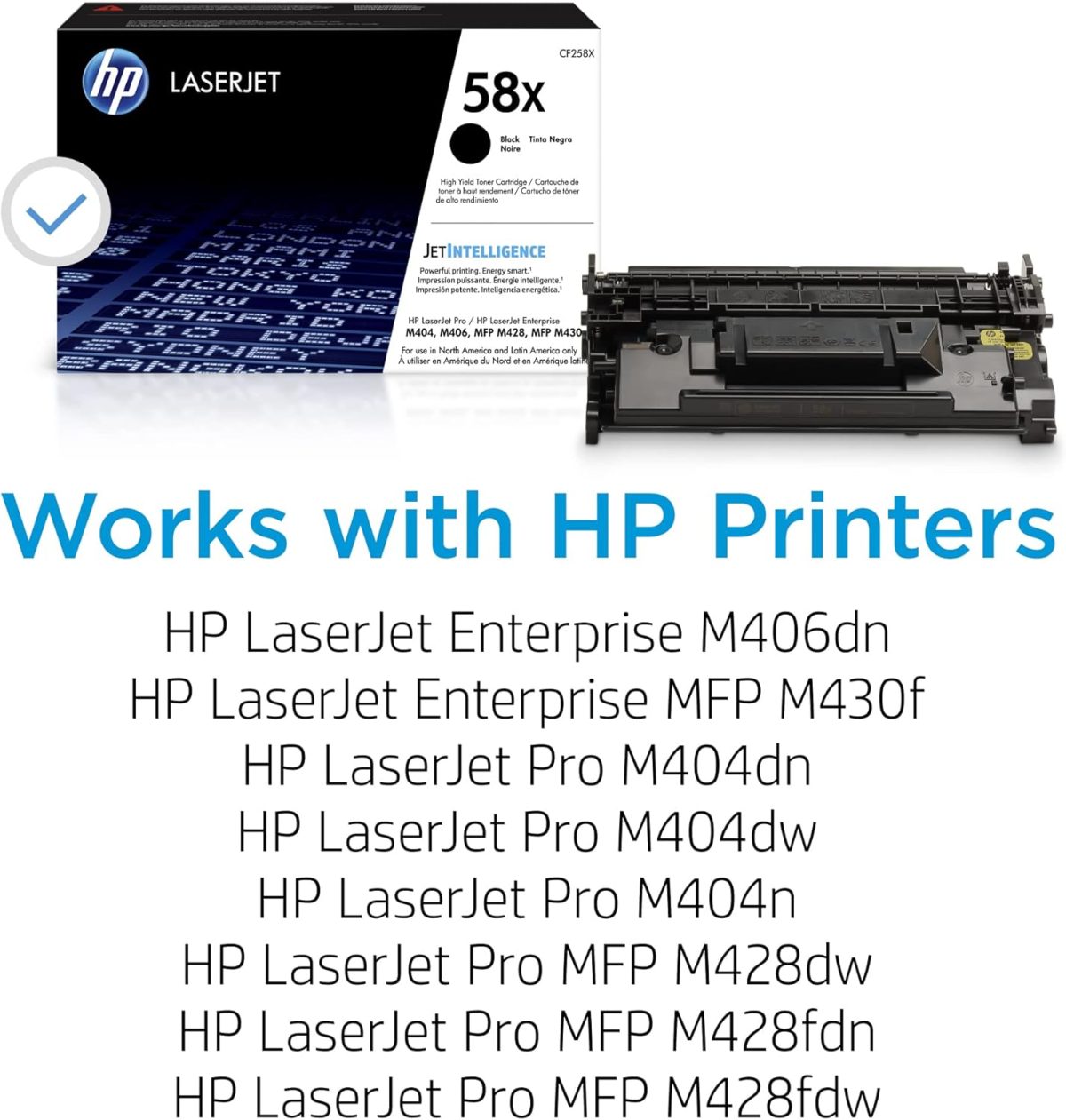 HP 58X Black High-yield Toner Cartridge | Works with HP LaserJet Enterprise M406dn, Enterprise MFP M430f, Pro M404 Series, M428 Series | CF258X - Image 2