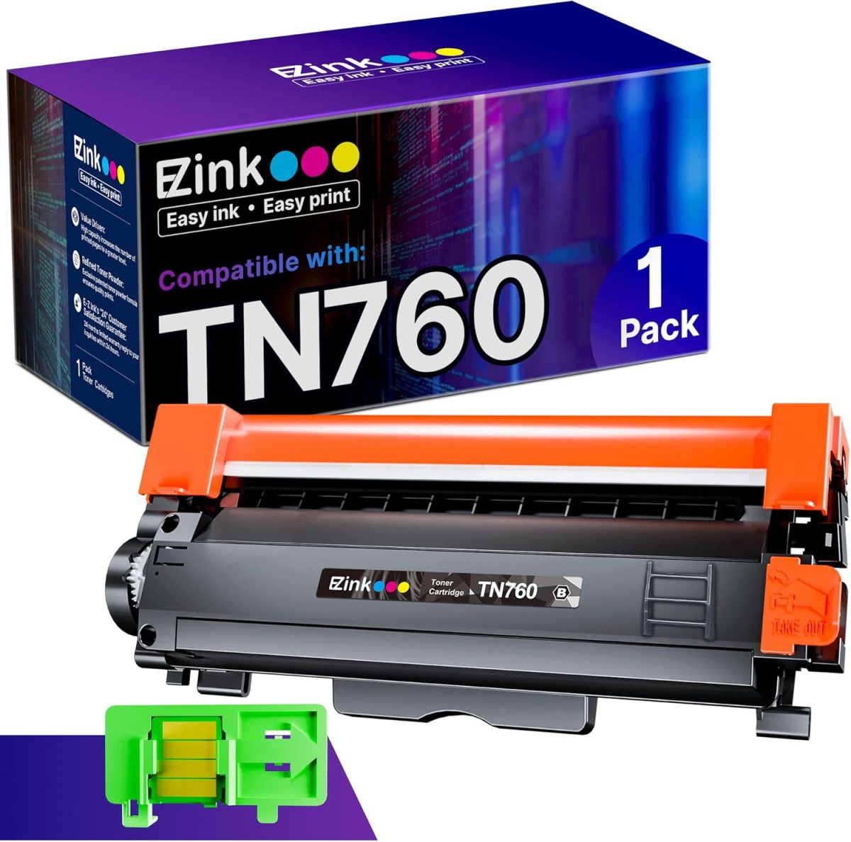 E-Z Ink TN760 Toner Cartridge Replacement Compatible for Brother TN-760 TN730 TN-730 for Brother DCP-L2550DW HL-L2350DW L2395DW L2390DW L2370DW MFC-L2710DW L2750DW L2730DW (Black, 1 Pack) - Image 1