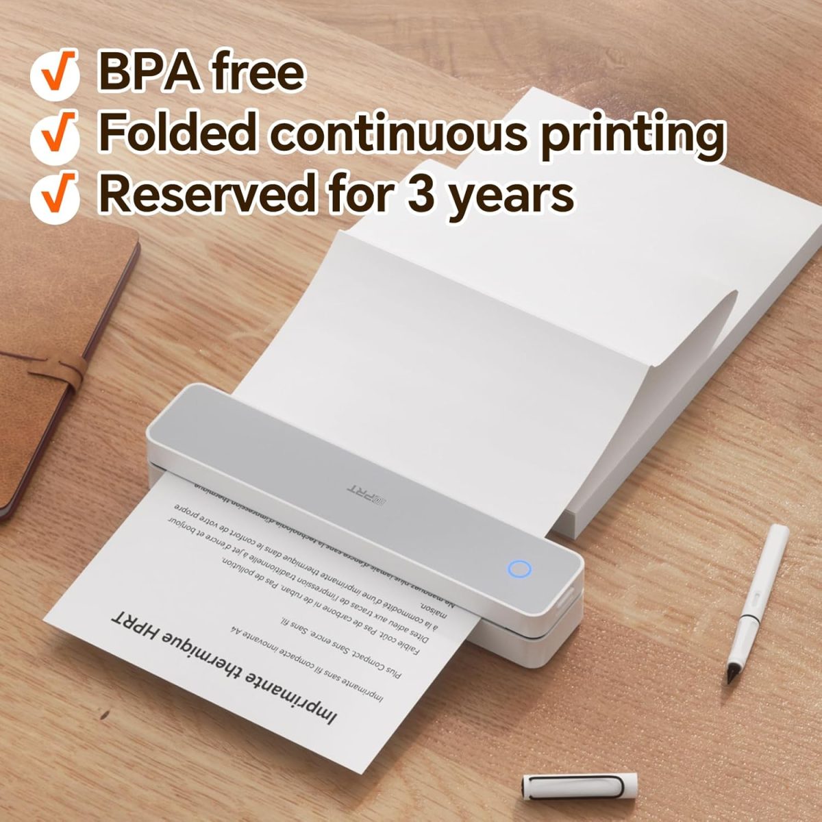 Thermal Printer Paper 200 Sheets, 8.5x11 US Letter Folding Thermal Paper for MT610 & MT888 Printer,Compatible with iDPRT/HPRT/PRT Portable Printers and Other Document Printers - Image 2