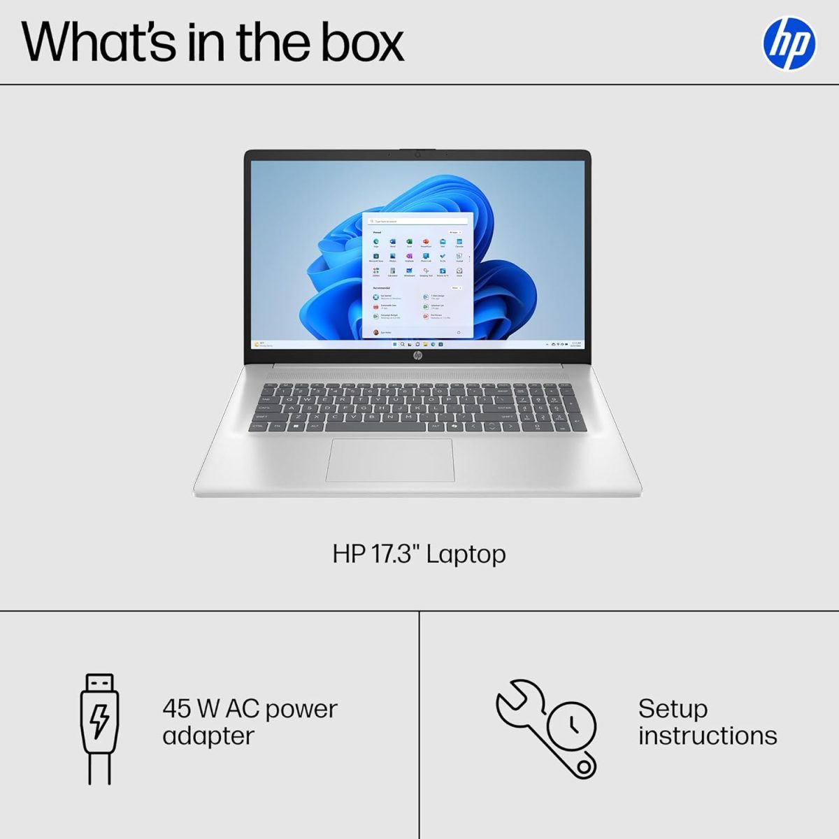 HP 17.3 inch Laptop, HD+ Display, AMD Ryzen 5 7520U, 16 GB RAM, 512 GB SSD, AMD Radeon Graphics, Windows 11 Home, Natural Silver, 17-cp2199nr - Image 9