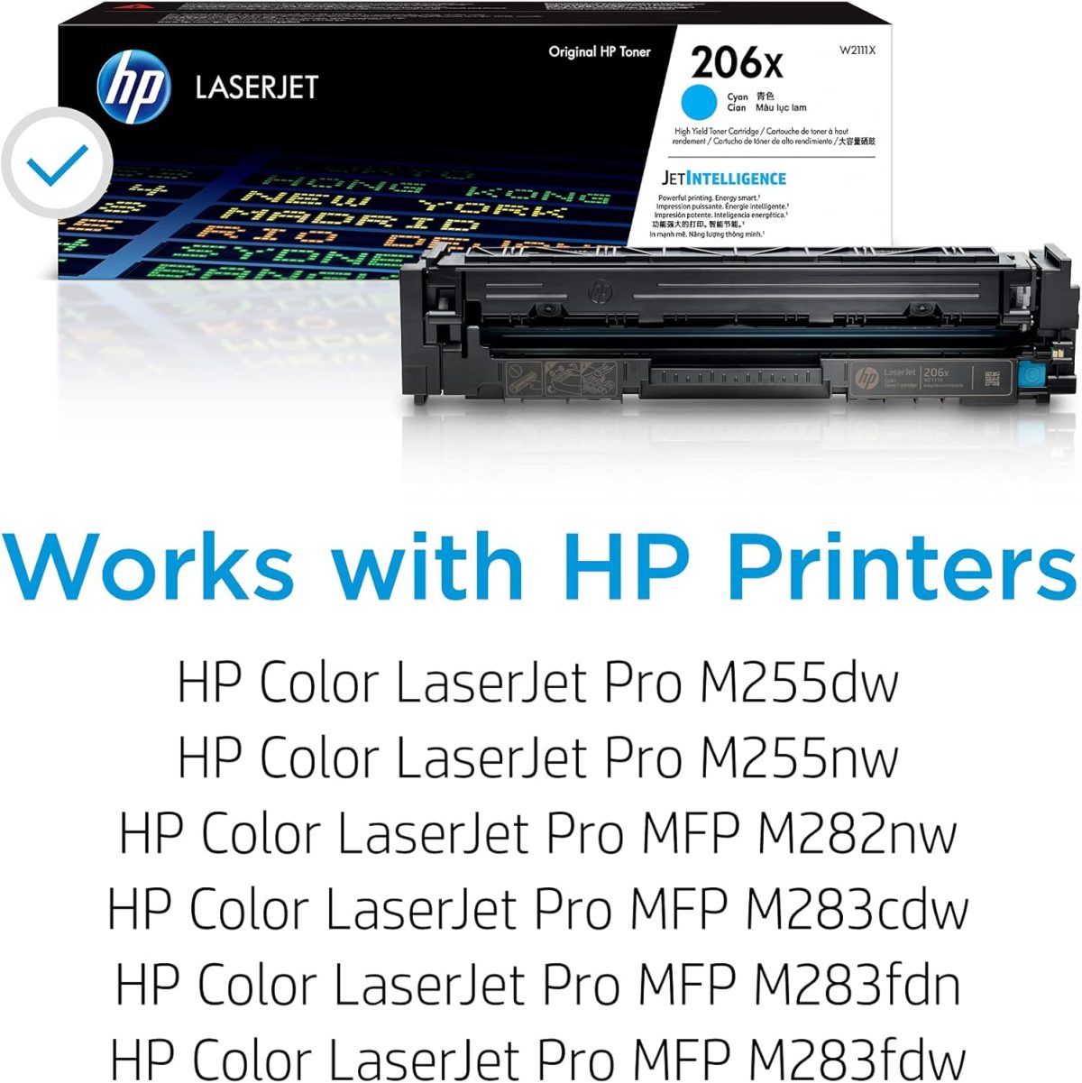 HP 206X Cyan High-yield Toner Cartridge | Works with HP Color LaserJet Pro M255, HP Color LaserJet Pro MFP M282, M283 Series | W2111X - Image 2