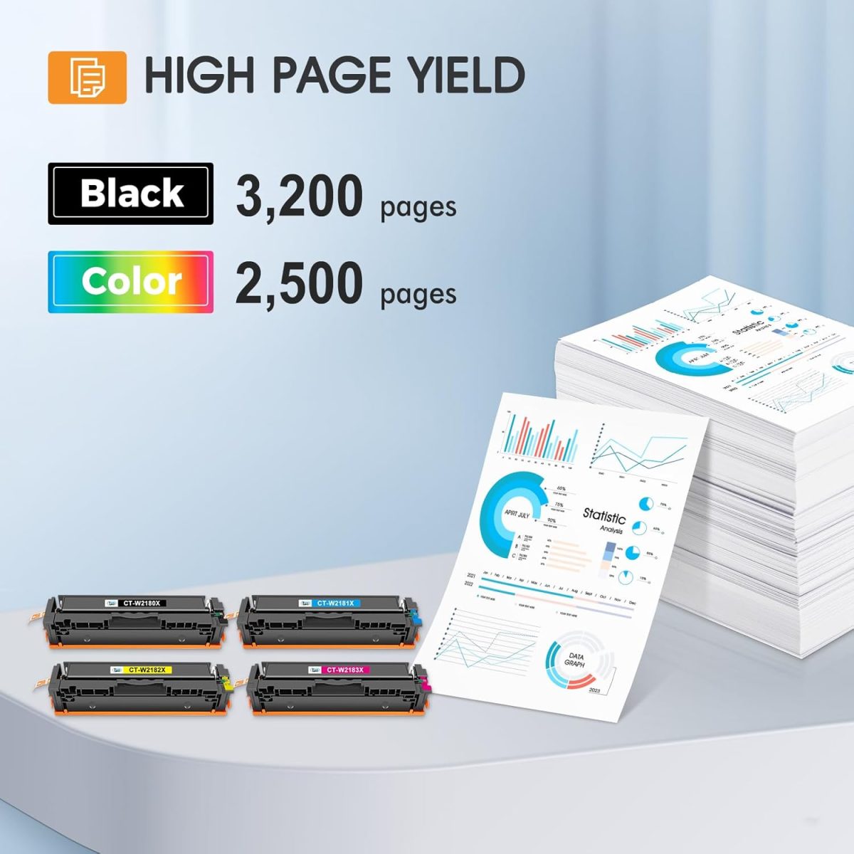 218X 218A Toner Cartridges 4 Pack 3301fdw 3201dw with Chip Compatible Replacement for HP 218X 218A Color Laserjet Pro MFP 3301cdw 3301sdw Printer High Yield Ink Set W2180A (Black Cyan Yellow Magenta) - Image 3