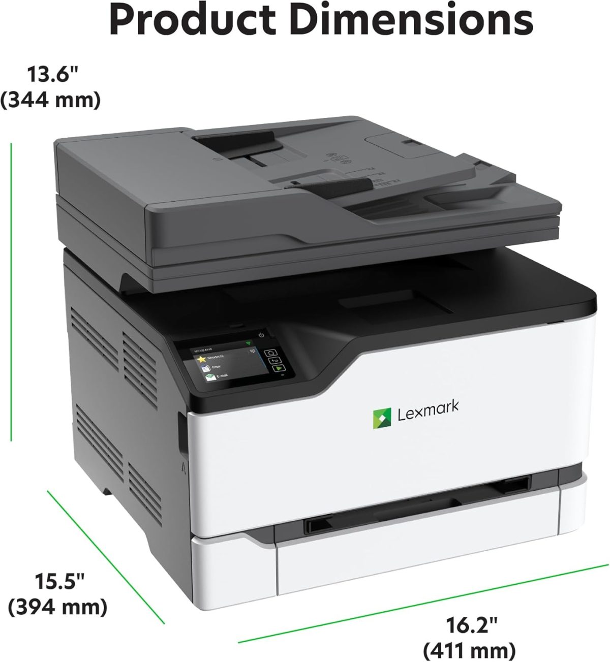 Lexmark CX331adwe Color All-in-One Laser Printer with Touchscreen, Office Scanner Copier Laser, Mobile Ready, Auto Duplex Printing & Analog Fax, Wireless, White, 26 ppm Mono/Color, 600 dpi (40N9070) - Image 5
