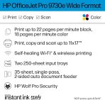 HP OfficeJet Pro 9730e Wide-Format Wireless All-in-One Color Inkjet Printer, Print, scan, Copy up to 11x17', ADF, Duplex Printing Best-for-Office, 3 Month Instant Ink Trial Included (537P6A) - Image 2
