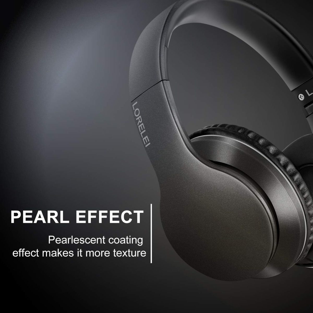 LORELEI X6 Over-Ear Headphones with Microphone, Lightweight Foldable & Portable Stereo Bass Headphones with 1.45M No-Tangle, Wired Headphones for Smartphone Tablet MP3 / 4 (Space Black) - Image 2