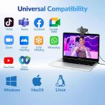 Streaming 4K Webcam with Sony Sensor, 1080P@60FPS, Fast PDAF Autofocus & Dual Mics, Auto Light Adjust, USB Plug & Play, Privacy Cover, 79° FOV – Perfect for Live Streaming, Zoom, Teams & Calls - Image 9