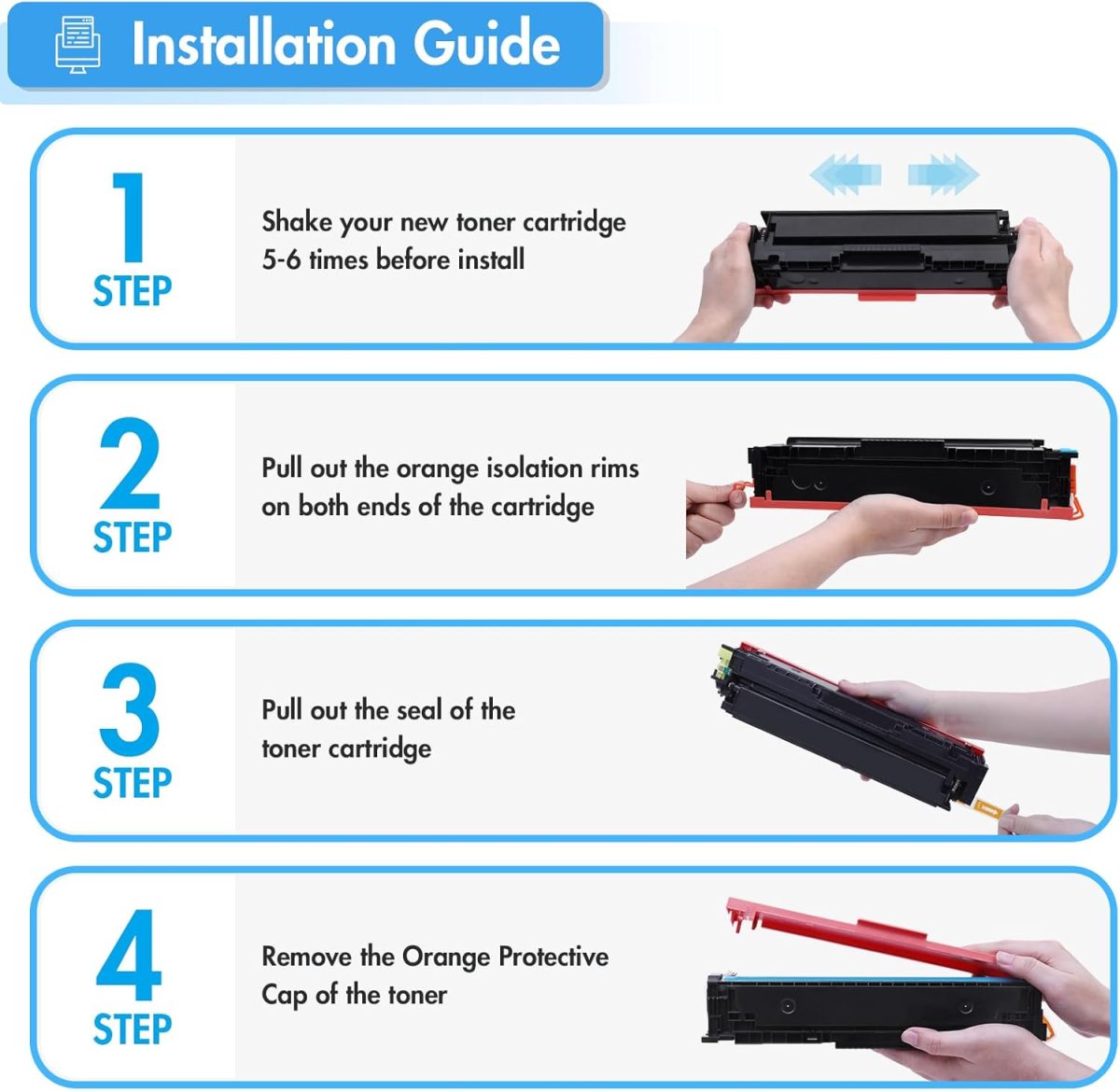 206X Toner Cartridges 4 Pack High Yield: MFP M283cdw M255dw M283fdw 206A Set Compatible Replacement for HP 206X for HP Color Laserjet Pro MFP M283fdw M283cdw M283 Printer Ink (with Chip -B/C/Y/M) - Image 4