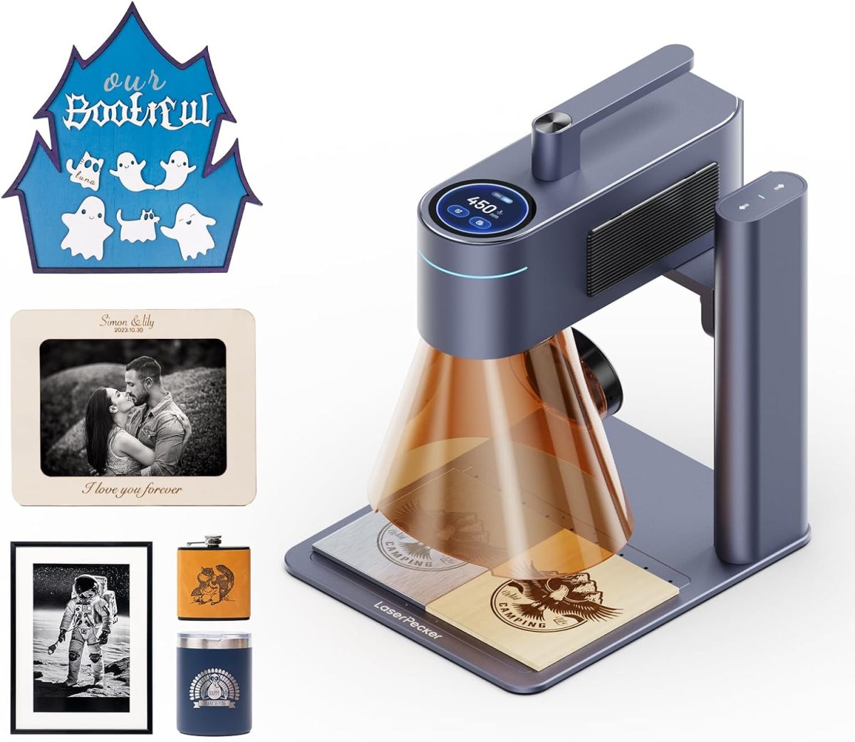LaserPecker LP4 Dual-Laser Engraver, Portable 8K 240,000mm/min Engraving, Auto-Switch IR/Diode for Metal/Wood/Acrylic, Smart Screen Repeat & 160x120mm Area, Basic Set - Image 1