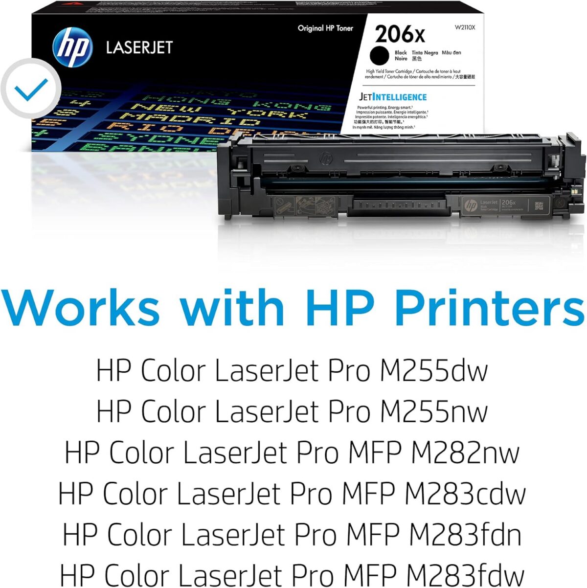 HP 206X Black High-yield Toner Cartridge | Works with HP Color LaserJet Pro M255, HP Color LaserJet Pro MFP M282, M283 Series | W2110X, Pack of 1, Black - Image 2