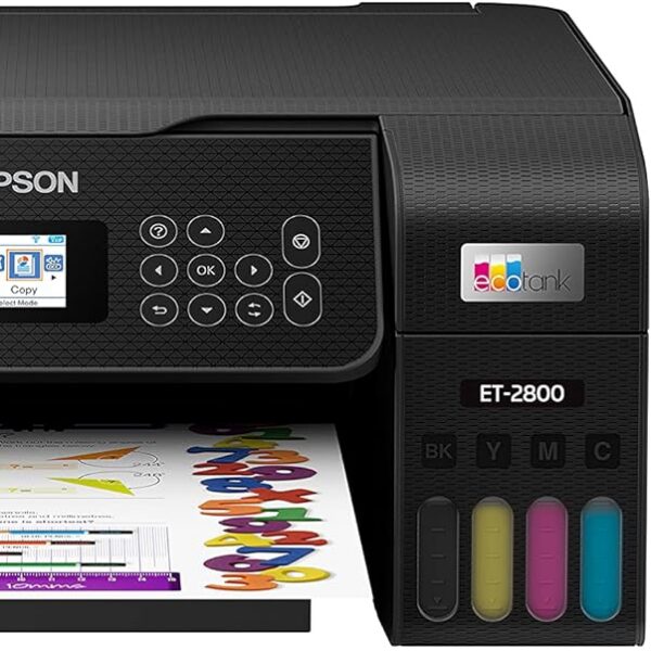 Epson EcoTank ET-2800 Wireless Color All-in-One Cartridge-Free Supertank Printer with Scan and Copy â€“ The Ideal Basic Home Printer - Black, Medium