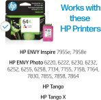 HP 64XL Tri-color High-yield Ink Cartridge for HP Printers | Works with Printer Series: ENVY Inspire 7950e; ENVY Photo 6200, 7100, 7800; Tango | Eligible for Instant Ink | N9J91AN - Image 2
