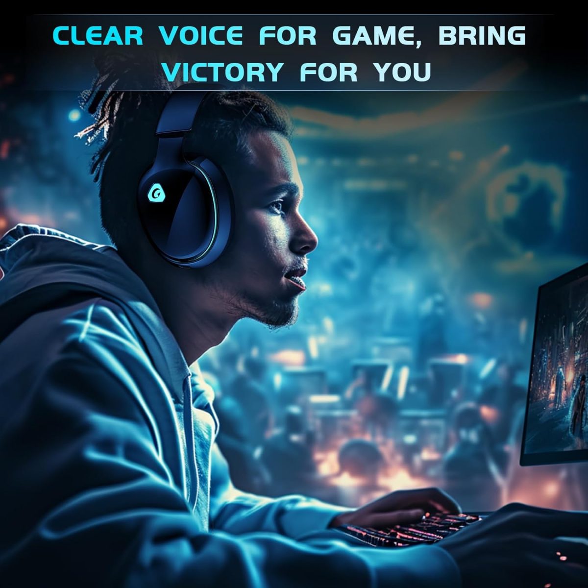 2.4GHz Wireless Gaming Headphones for PS5, PS4 Fortnite & Call of Duty/FPS Gamers, PC, Nintendo Switch, Bluetooth 5.3 Gaming Headset with Noise Canceling Mic, Stereo Sound, 40+Hr Battery -Black - Image 7