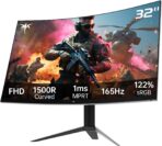 32 Inch FHD 1080p Curved Gaming Monitor - VA 1500R Curved Monitor, 165Hz 1ms MPRT, FreeSync & G-Sync, 122% sRGB, DP/HDMI, VESA, HDR10 for Gaming Home Office Business PC Monitor - Image 9