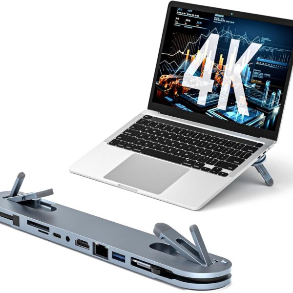 USB C Laptop Docking Station Stand, USB C Hub 7 in 1 Multiport Adapter with 4K HDMI, Gigabit Ethernet, USB A 3.0, PD 100W Charge, Universal Docking Stations for MacBook Pro/Air/Dell/HP/Surface/Lenovo