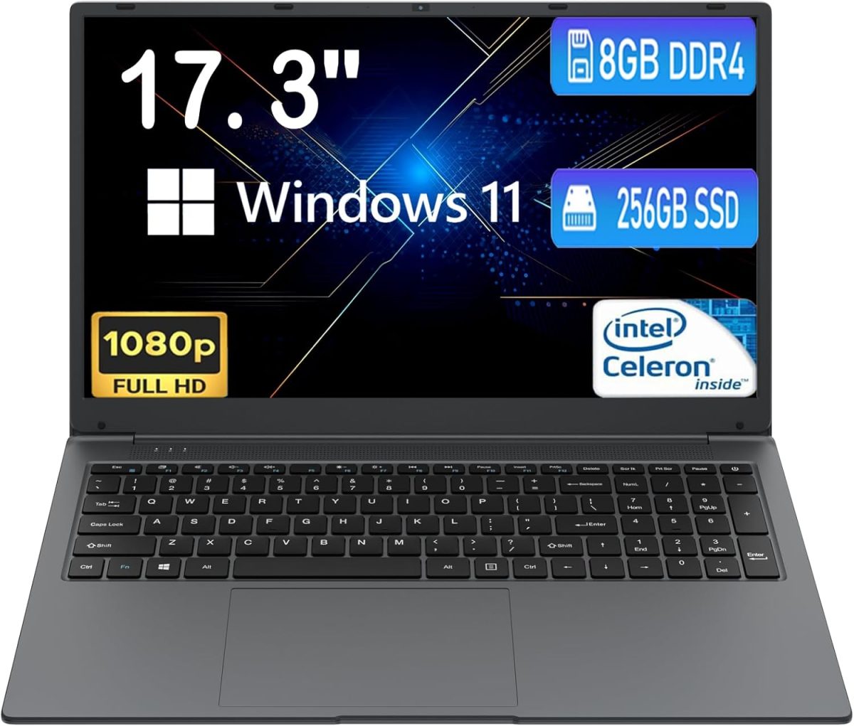 17 inch Laptop, 8GB RAM 512 SSD, 17.3 inch FHD 1920x1080 Display, Intel Celeron N5095(Up to 2.9GHz), Window 11, WiFi, Bluetooth 4.2, USB 3.0, Webcam, HDMI, for Students and Business - Image 1