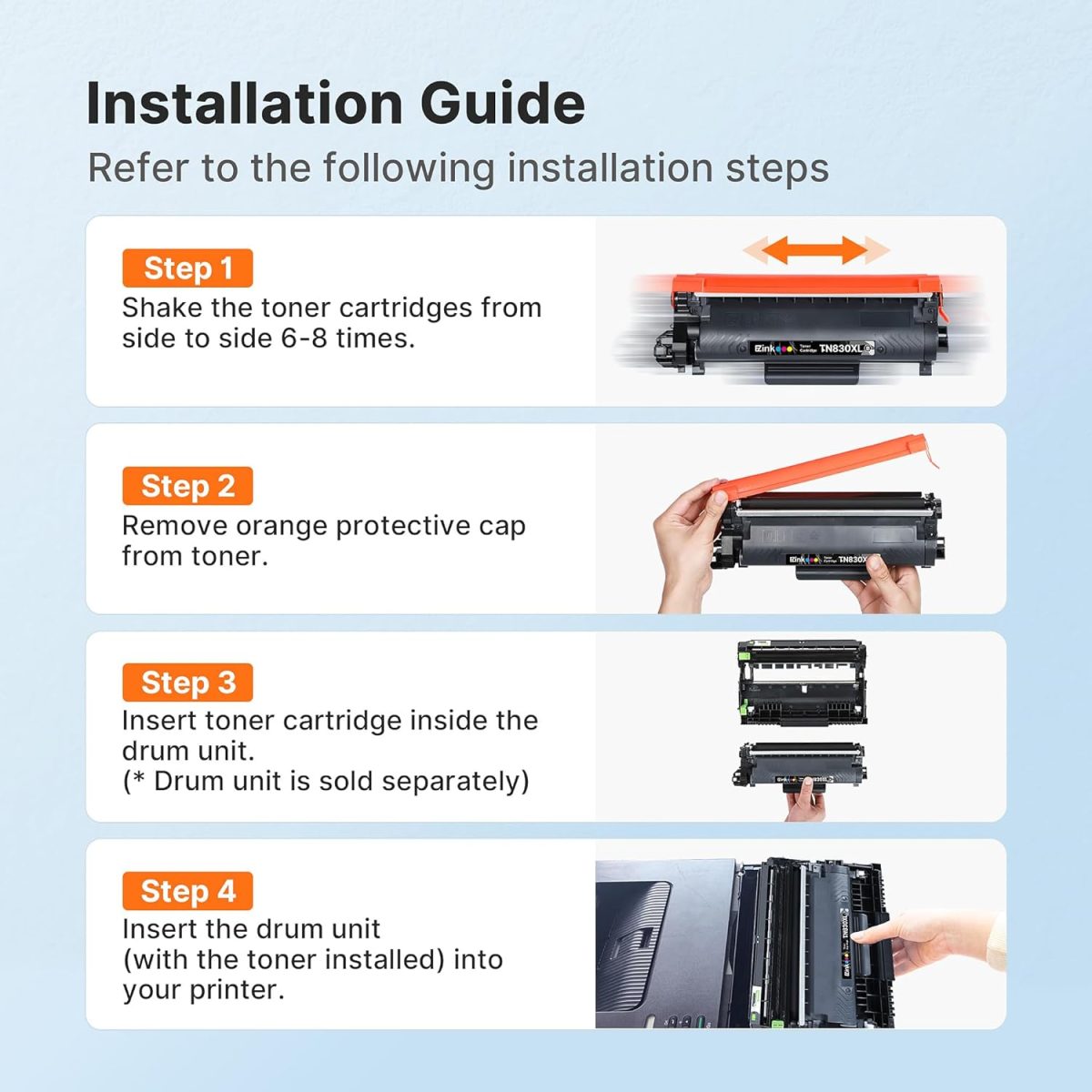 E-Z Ink Compatible TN830 Toner Cartridge Replacement for Brother TN830XL TN830 TN 830 Toner Cartridges with Brother DCP-L2640DW HL-L2460DW HL-L2480DW HL-L2400D HL-L2405W MFC-L2820DW Printer (2 Black) - Image 6