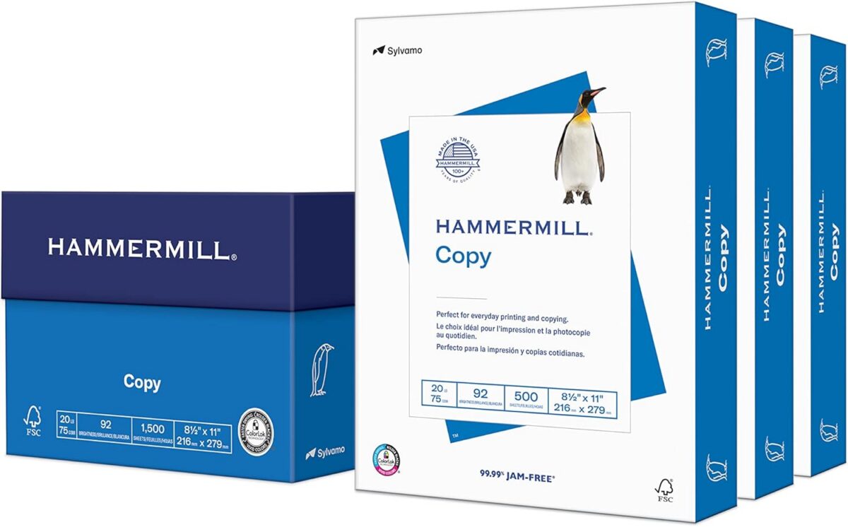 Hammermill Printer Paper, 20 Lb Copy Paper, 8.5 x 11 - 3 Ream (1,500 Sheets) - 92 Bright, Made in the USA, 500 Count (pack of 3) - Image 1