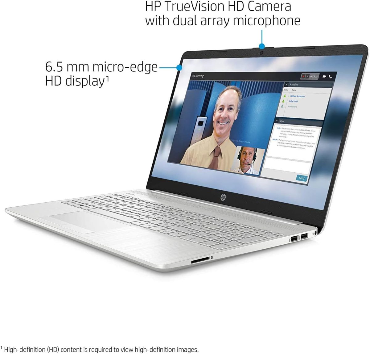 2021 HP 15.6'-inch HD Laptop PC AMD Dual-Core Ryzen 3 3250U 4GB DDR4 128GB SSD + 1TB HDD AMD Radeon Graphics Computer USB-C HDMI WiFi AC RJ45 Bluetooth Webcam Notebook, Silver (Renewed) - Image 2