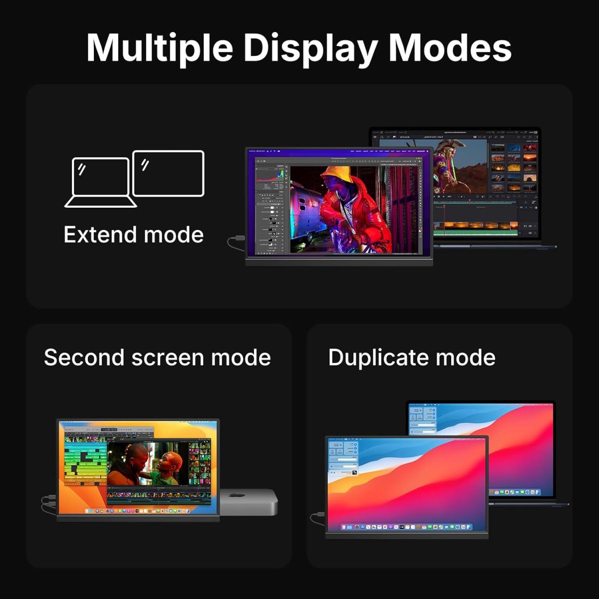 WGK Portable Monitor 15.6-inch 1080P USB-C HDMI Ultra Slim Travel Monitor with Kickstand for Laptop, PC, Mac Phone, PS, Xbox, Swich Gaming Monitor IPS Slim Zero Bezel - Image 7