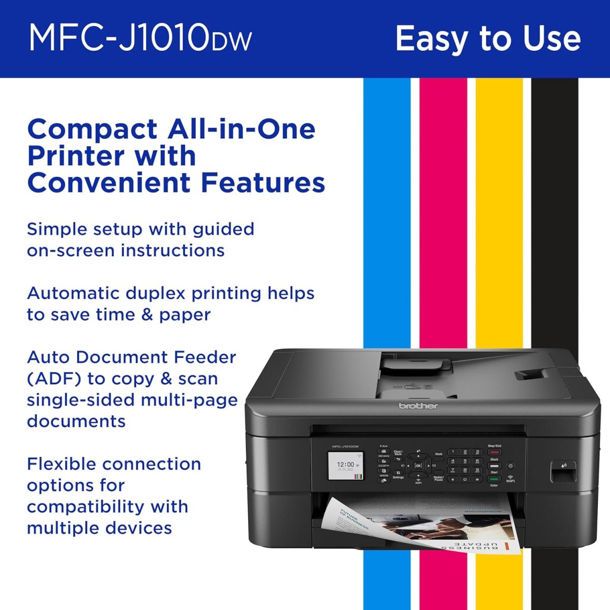 Brother MFC-J1010DW Wireless Color Inkjet All-in-One Printer with Mobile Device and Duplex Printing, Refresh Subscription and Works with Alexa - Image 6