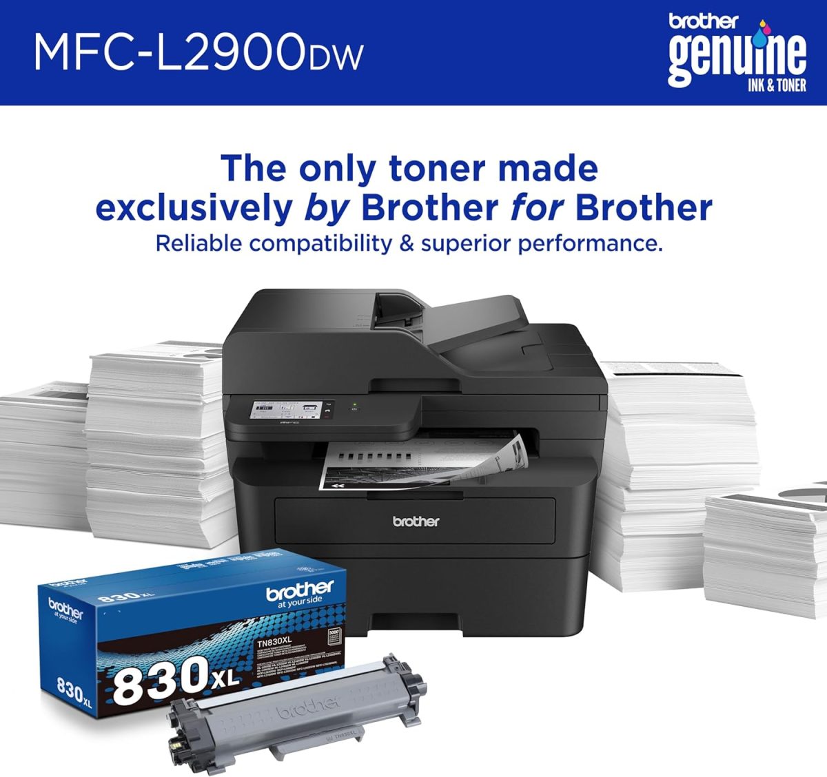 Brother Professional Laser Printer with Scanner, High-Speed 36 ppm Monochrome All-in-One, Wireless Duplex Printing and Scanning, Cloud-Ready 3.5 in Touchscreen for Small Business (MFC-L2900DW) - Image 4