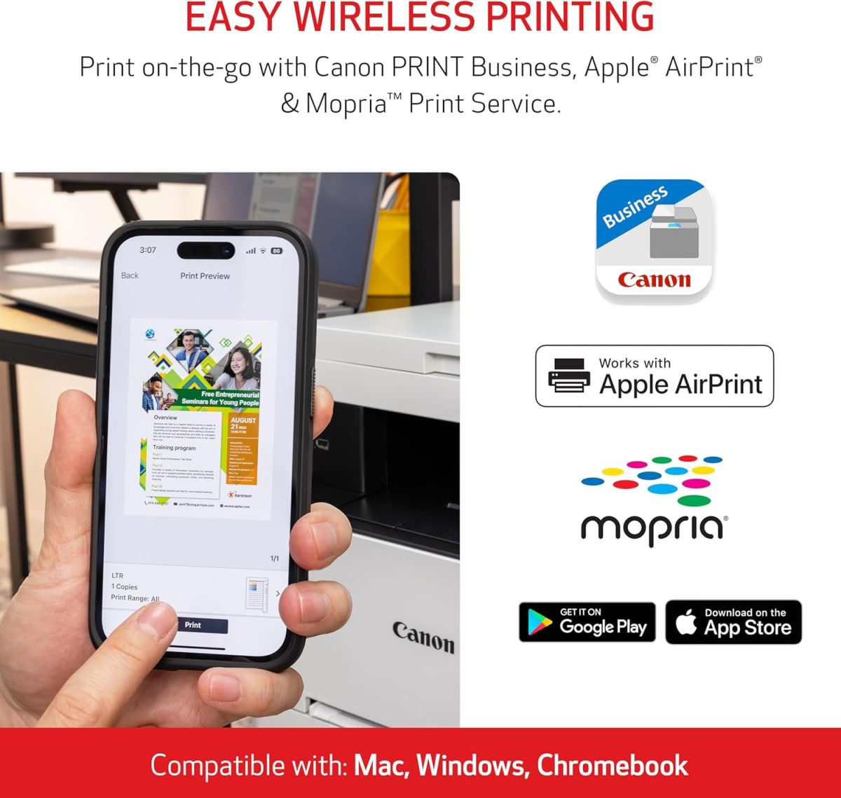 Canon Color imageCLASS MF652Cw - Wireless Laser Printer, Multifunction with Scanner, Copier, Mobile Ready, 3 Year Limited Warranty, 22 PPM Color, White - Image 4