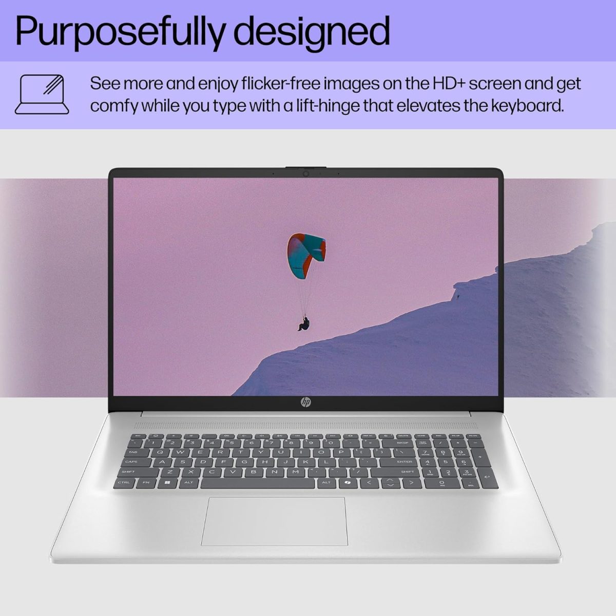 HP 17.3 inch Laptop, HD+ Display, AMD Ryzen 5 7520U, 16 GB RAM, 512 GB SSD, AMD Radeon Graphics, Windows 11 Home, Natural Silver, 17-cp2199nr - Image 3