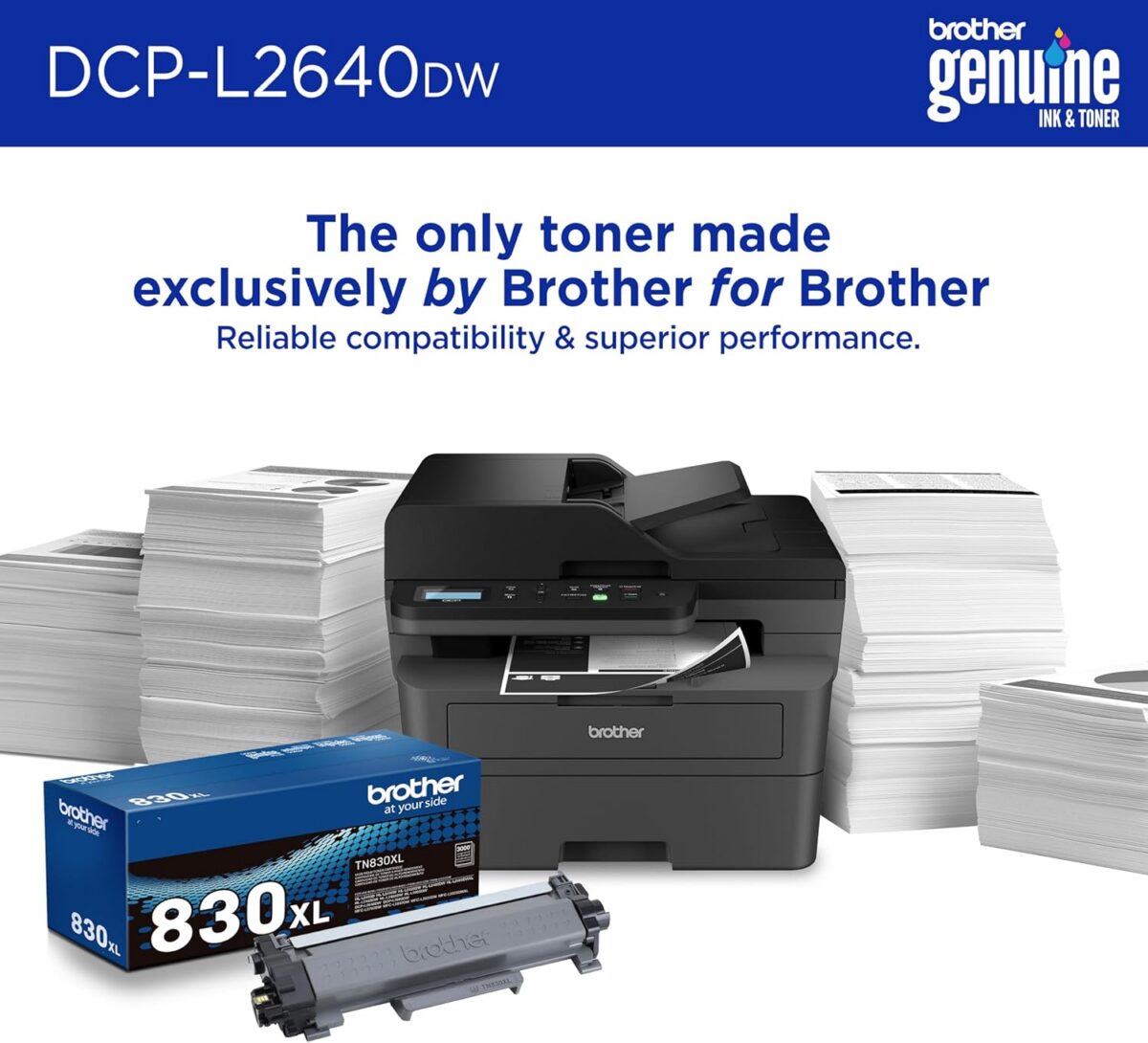 Brother DCP-L2640DW Wireless Compact Monochrome Multi-Function Laser Printer with Copy and Scan, Duplex, Mobile, Black & White | Includes Refresh Subscription Trial(1), Works with Alexa - Image 4