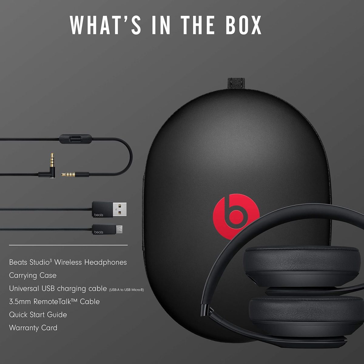 Beats Studio3 Wireless Noise Cancelling Over-Ear Headphones - Apple W1 Headphone Chip, Class 1 Bluetooth, 22 Hours of Listening Time, Built-in Microphone - Matte Black - Image 8