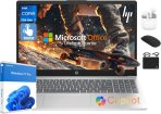 HP 2025 Flagship 15.6" FHD Touchscreen Laptop, 10-Core Intel i7 Processor, 16GB RAM, 1TB Storage (500GB SSD + 500GB Ext), Iris Xe Graphic WiFi, HubxcelAccessory, Win 11 Pro w/Lifetime Microsoft Office
