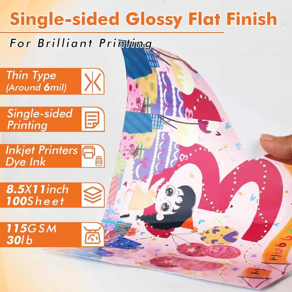 Koala Glossy Thin Inkjet Paper 8.5x11 Inches 100 Sheets Compatible with Inkjet Printer Use DYE INK 115gsm - Image 2