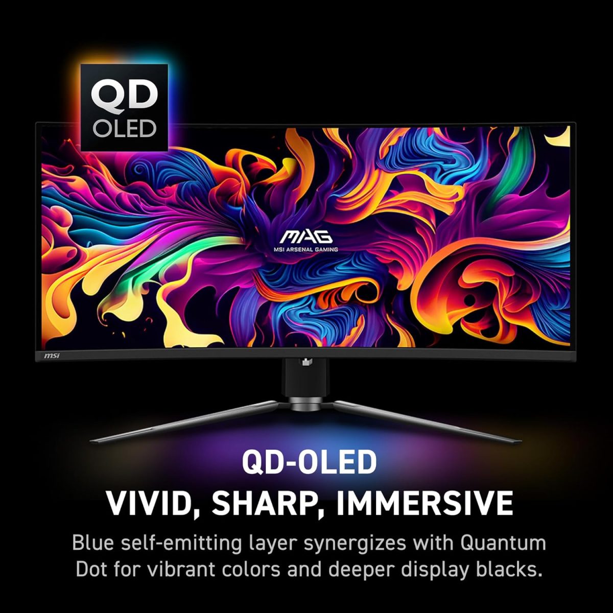 MSI MAG 341CQP QD-OLED 34" 21:9 UWQHD 175Hz Curved OLED HDR Gaming Monitor, Metallic Black - Image 5