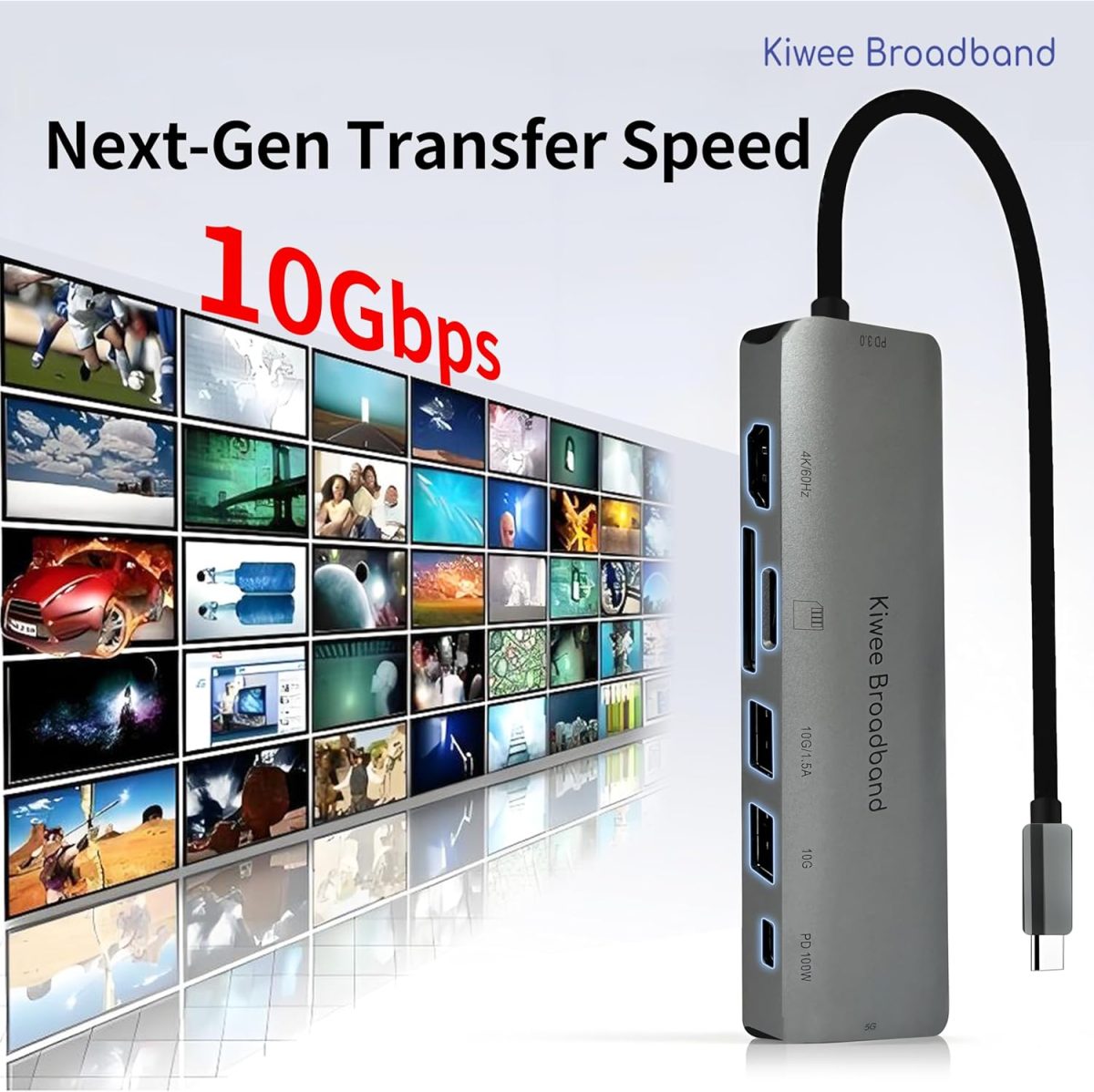 7-in-1 USB-C Hub with 5Gbps Ethernet, 100W PD Charging, 4K HDMI, 2 USB-A 3.2 Ports, SD/MicroSD Card Reader, Universal Dock for MacBook, Windows Laptop, iPad Pro, Chromebook (KB-USBC-5GH7) - Image 6