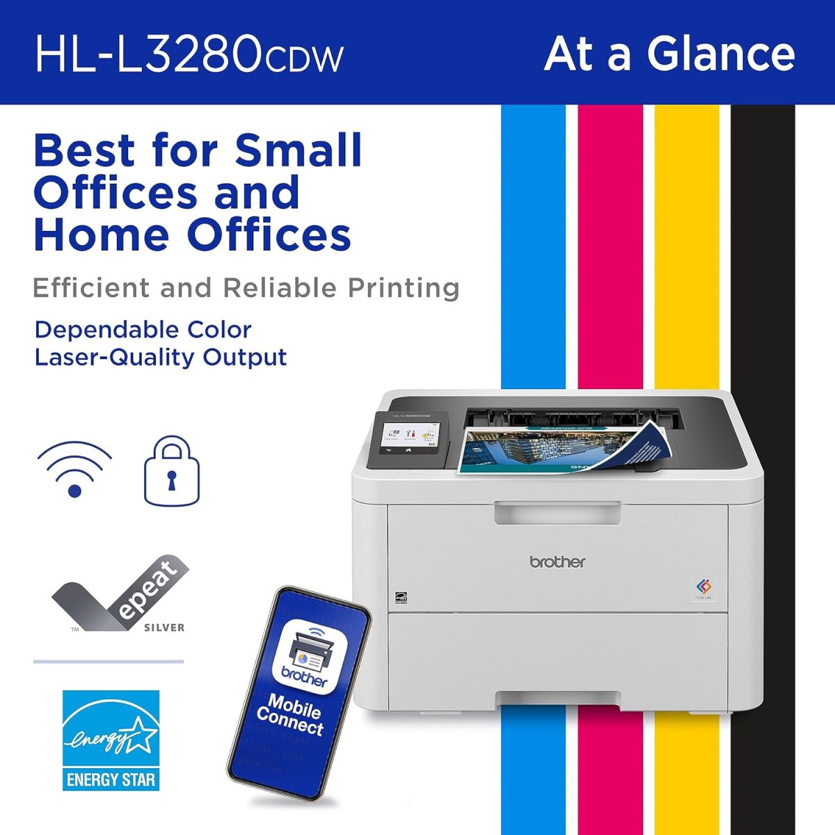 Brother HL-L3280CDW Wireless Compact Digital Color Printer with Laser Quality Output, Duplex, Mobile Printing & Ethernet | Includes 4 Month Refresh Subscription Trial¹, Amazon Dash Replenishment Ready - Image 2