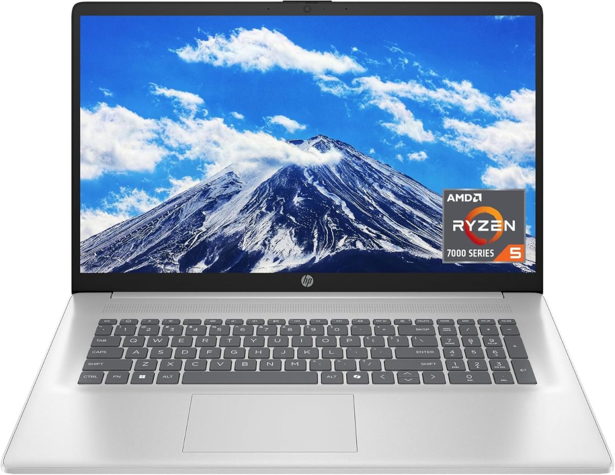 HP 17.3 inch Laptop, HD+ Display, AMD Ryzen 5 7520U, 16 GB RAM, 512 GB SSD, AMD Radeon Graphics, Windows 11 Home, Natural Silver, 17-cp2199nr - Image 1