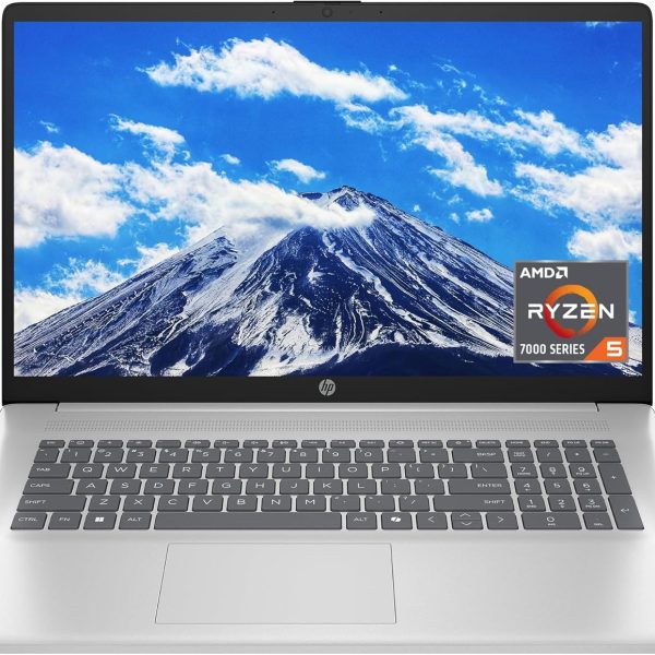 HP 17.3 inch Laptop, HD+ Display, AMD Ryzen 5 7520U, 16 GB RAM, 512 GB SSD, AMD Radeon Graphics, Windows 11 Home, Natural Silver, 17-cp2199nr
