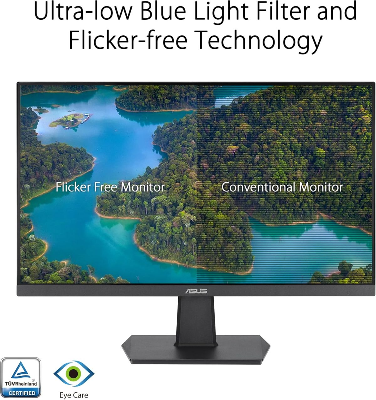 ASUS 27 Inch Monitor - 1080P, IPS, Full HD, Frameless, 100Hz, 1ms, Adaptive-Sync, for Working and Gaming, Low Blue Light, Flicker Free, HDMI, VESA Mountable, Tilt - VA27EHF,Black - Image 4
