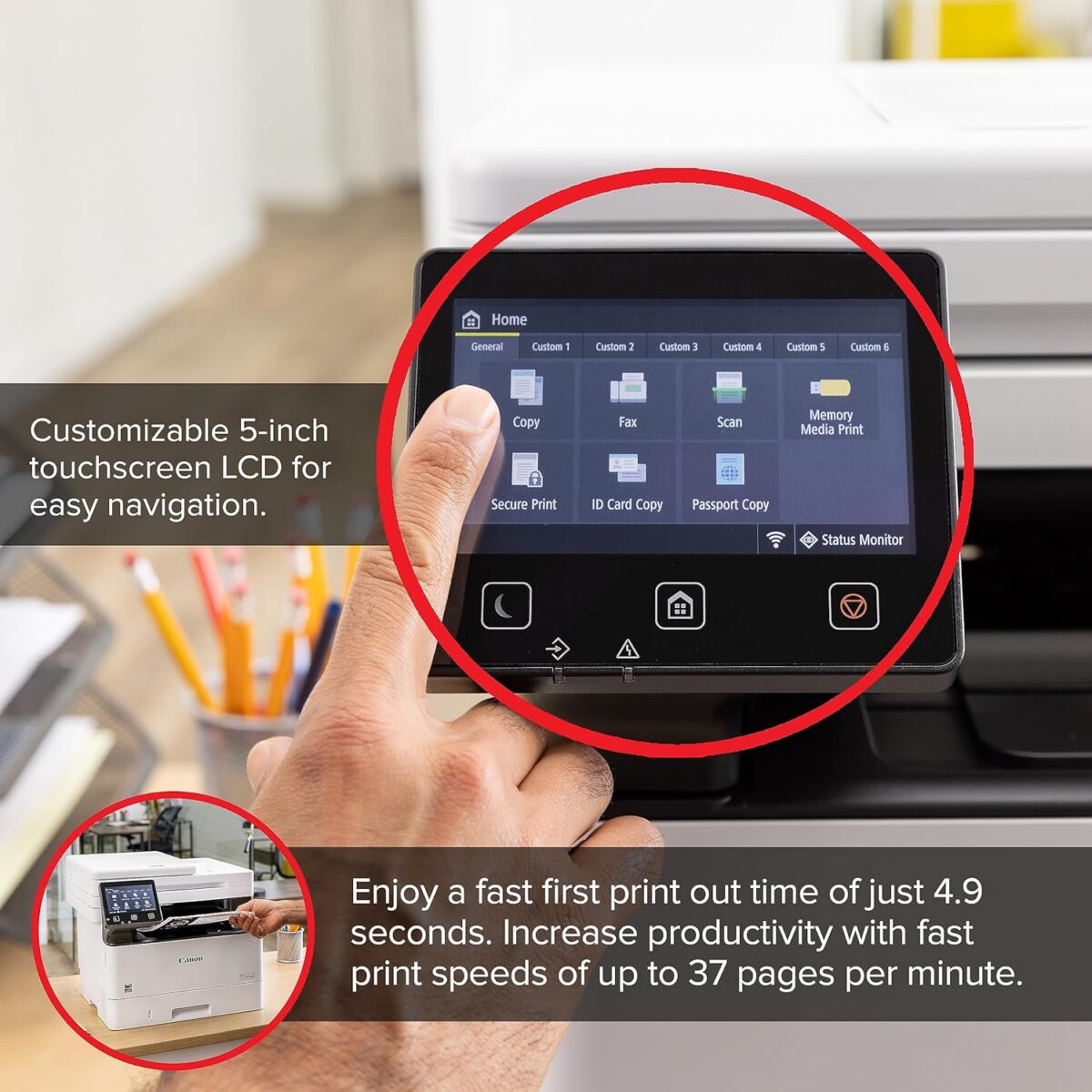 Canon imageCLASS MF462dw - Monochrome, Duplex Wireless Laser Printer, All-in-One with Scanner, Copier, Fax, Home or Office, Auto Document Feeder, Mobile Ready, 3 Year Limited Warranty, 37 PPM, White - Image 3
