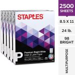 Staples Inkjet Paper – 8.5” x 11” Multipurpose, 24 lbs, 98Bright, 5-Reams/Carton - Image 2