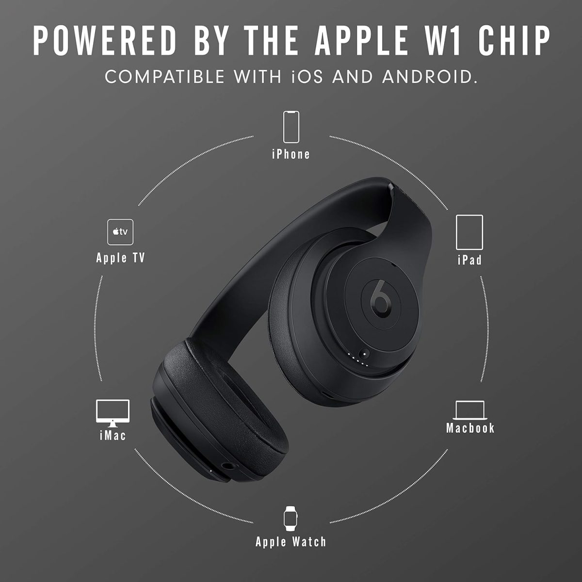 Beats Studio3 Wireless Noise Cancelling Over-Ear Headphones - Apple W1 Headphone Chip, Class 1 Bluetooth, 22 Hours of Listening Time, Built-in Microphone - Matte Black - Image 6