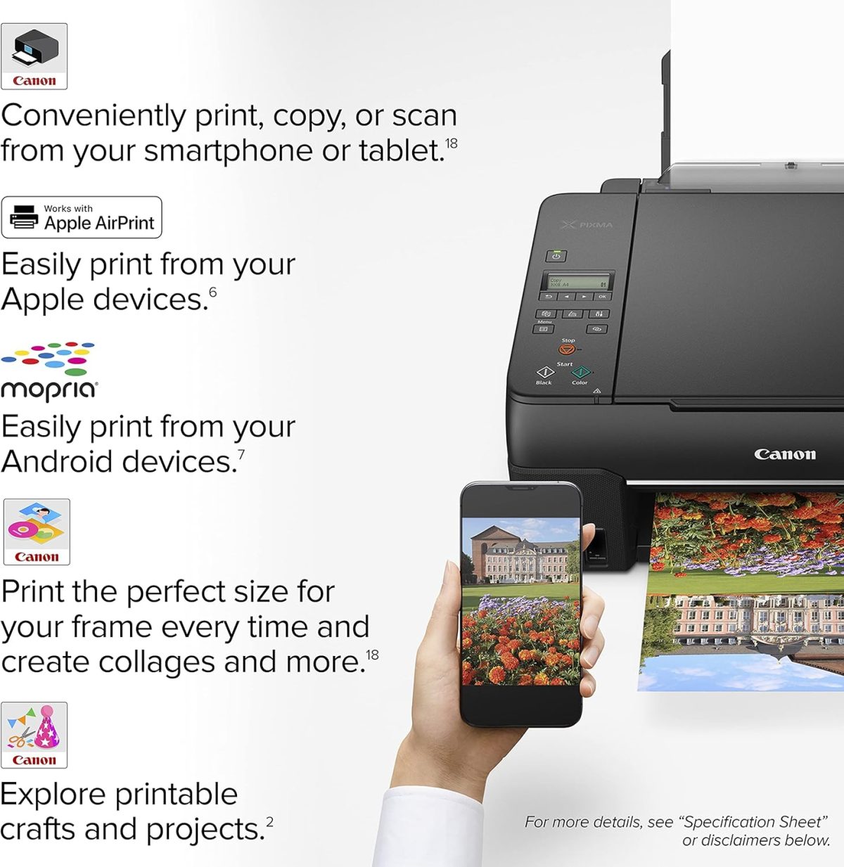 Canon PIXMA G620 Wireless MegaTank Photo All-in-One Printer [Print, Copy, Scan], Black,Works with Alexa - Image 4