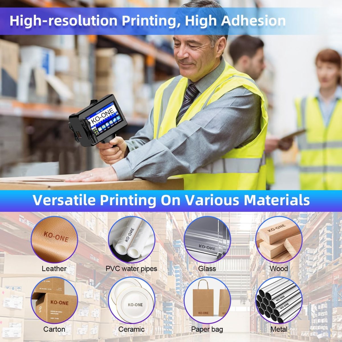Handheld Inkjet Printer, 0.5 Inch Nozzle, Portable Inkjet Printer Gun for Text QRCode Barcode Production Date Time Logo Batch Number Print on Metal Wood Glass Cloth Carton Plastic - Image 6