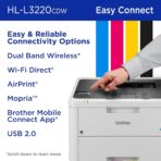 Brother Color Laser Printer with Wireless Printing Fast 19 PPM Output, Duplex Feature, Mobile Device Compatible, 250-Sheet Paper Tray for Professional Home Office Printing (HL-L3220CDW) - Image 6