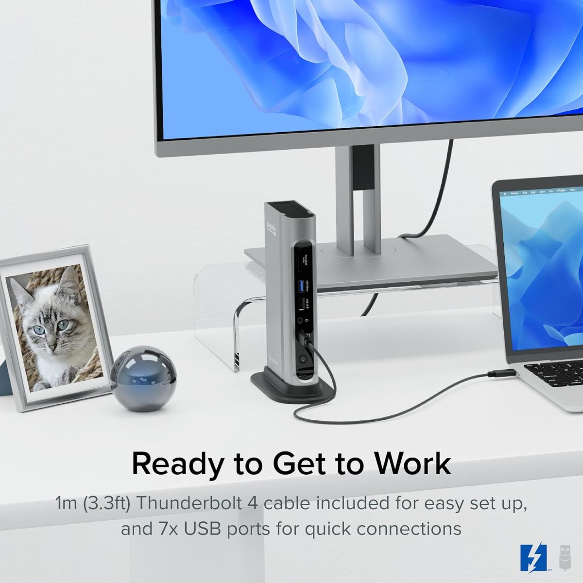 Plugable 16-in-1 Thunderbolt 4 Dock – Dual 4K Monitors for M4 MacBook Air/Pro, 100W Charging, 2X HDMI, 2X DisplayPort, 2.5G Ethernet, 7X USB, MicroSD/SD Card Reader, Audio, Windows & USB4 Compatible - Image 7